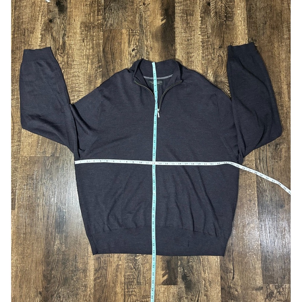 Bloomingdale's Sweater Men's 2XL Navy Long Sleeve Ribbed Hem & Cuff Quarter Zip - Picture 4 of 13
